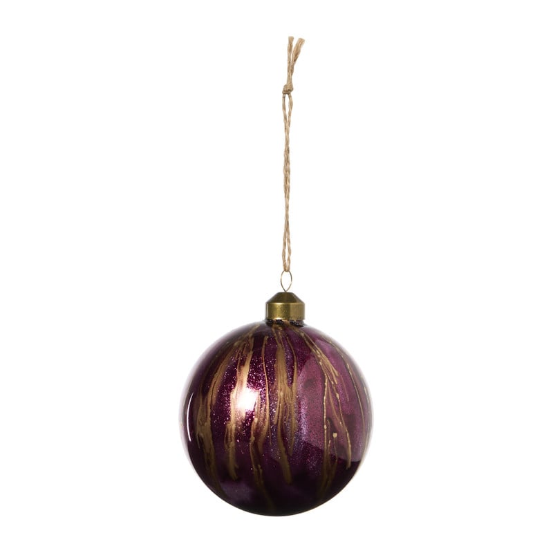 Kerstbal velvet dots - donkerbruin - ø8 cm