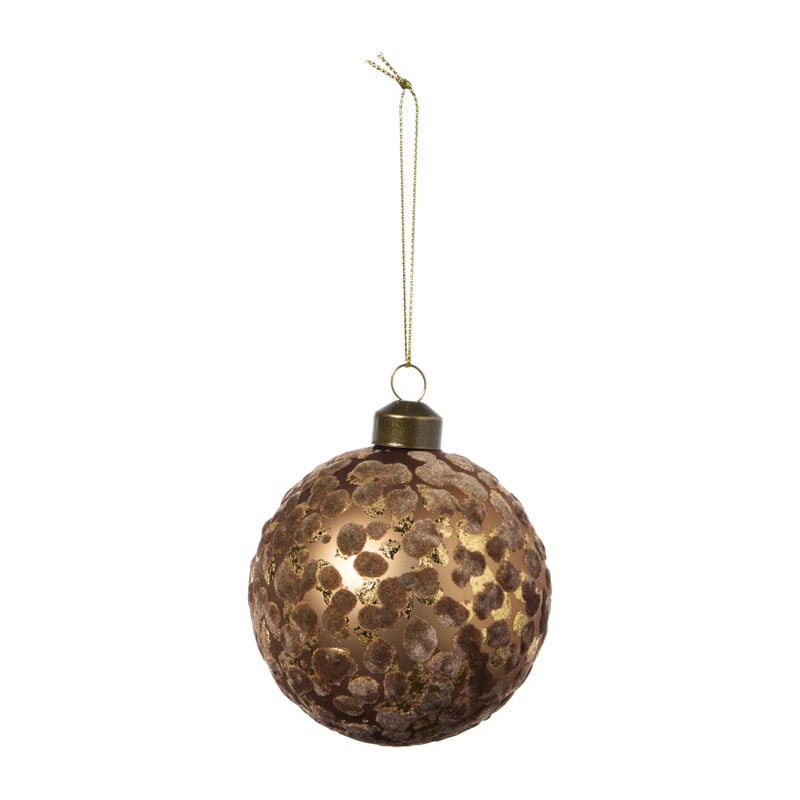 Kerstbal velvet dots - goudkleurig - ø8 cm