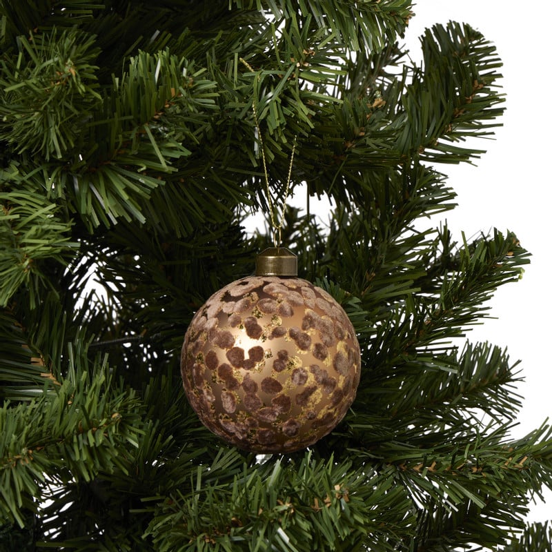 Kerstbal velvet dots - goudkleurig - ø8 cm