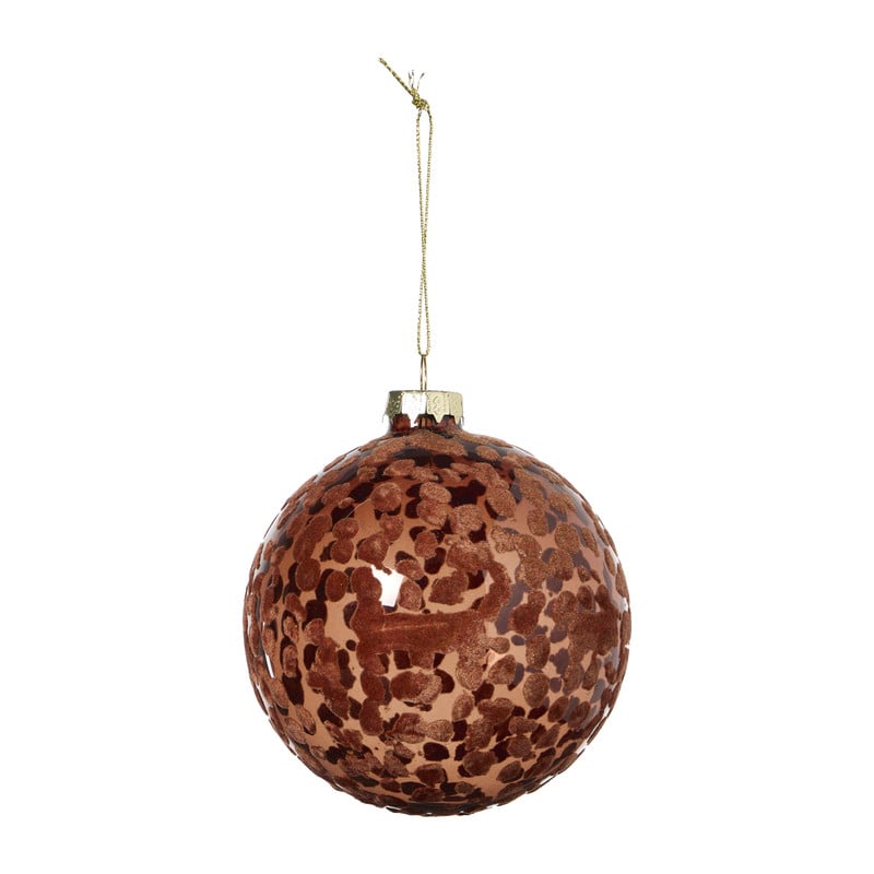 Kerstbal marble - bordeaux rood/goudkleurig - ø10 cm