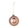 Kerstbal met hartje - roze/wit/goudkleurig - ø8 cm