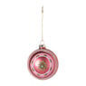 Kerstbal met bloem - roze/wit/goudkleurig - ø8 cm