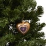 Kerstbal hartvormig - roze/goudkleurig - 8x5x5 cm