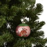 Kerstbal met handgeschilderde bloem - roze/goudkleurig/groen - ø8 cm