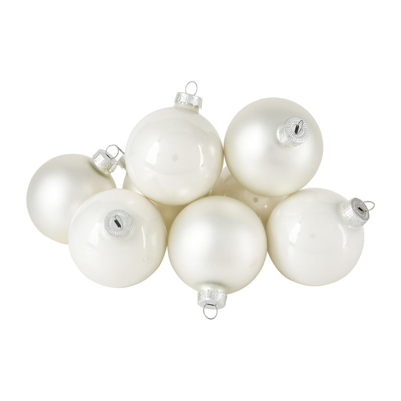 Kerstbal wit - glas - set van 8