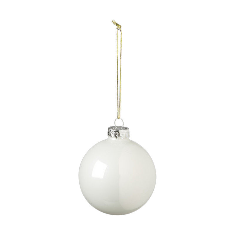 Kerstbal wit - glas - set van 8