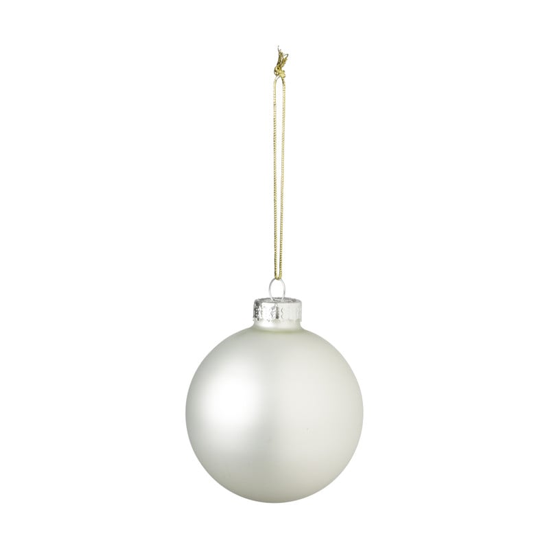Kerstbal wit - glas - set van 8