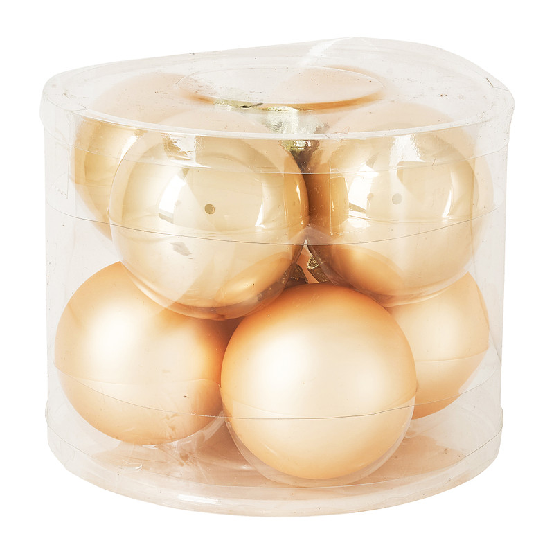 Kerstbal champagne - glas - set van 8