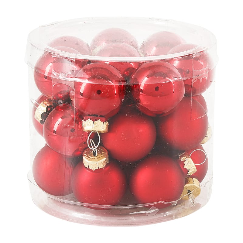 Mini kerstbal - rood - set van 24