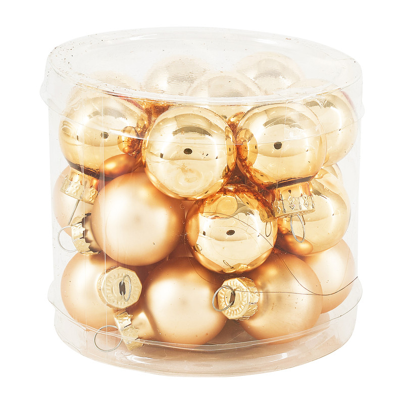 Mini kerstbal - goud - 24 stuks