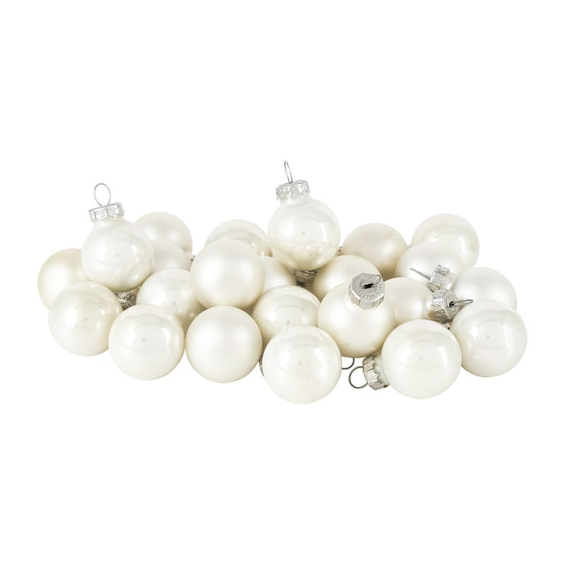 Mini kerstbal - wit - set van 24