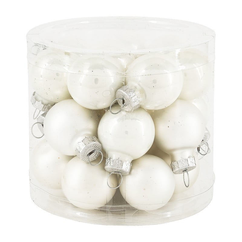 Mini kerstbal - wit - set van 24