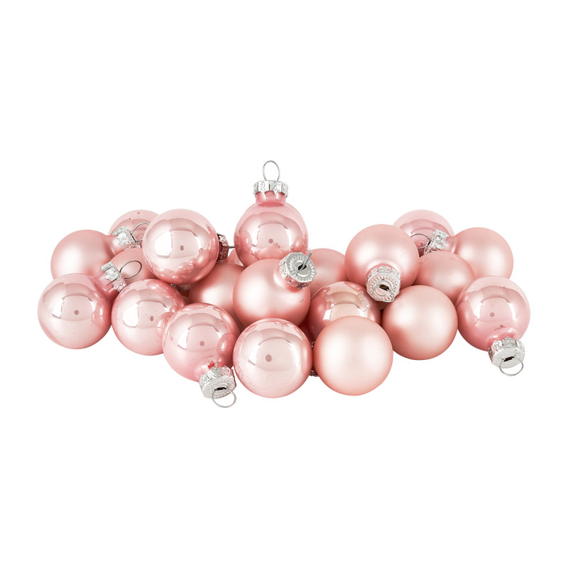 Mini kerstbal - roze - set van 24
