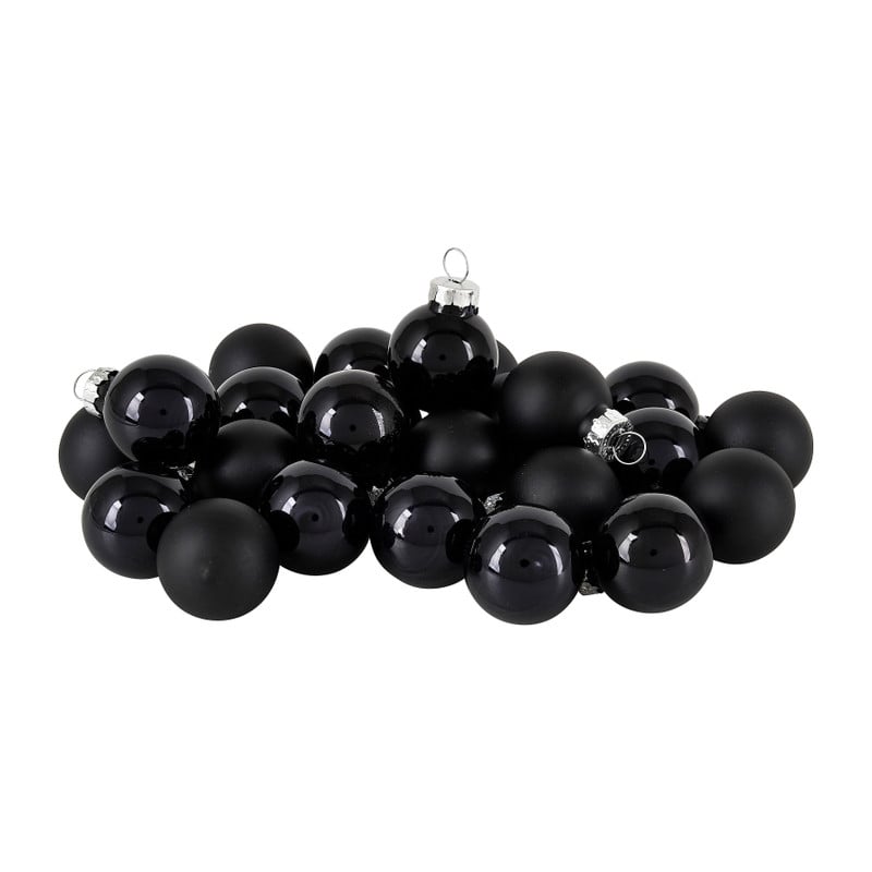 Mini kerstbal - zwart - set van 24