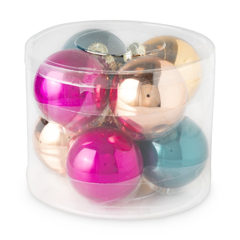 kerstbal multicolor - glas - set van 8