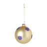 Kerstbal met glitter zonnetjes - goudkleurig/rood - ø8 cm