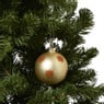 Kerstbal met glitter zonnetjes - goudkleurig/rood - ø8 cm