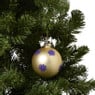 Kerstbal met glitter zonnetjes - goudkleurig/rood - ø8 cm