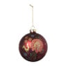 Kerstbal bloemen - blauw/rood - ø10 cm 