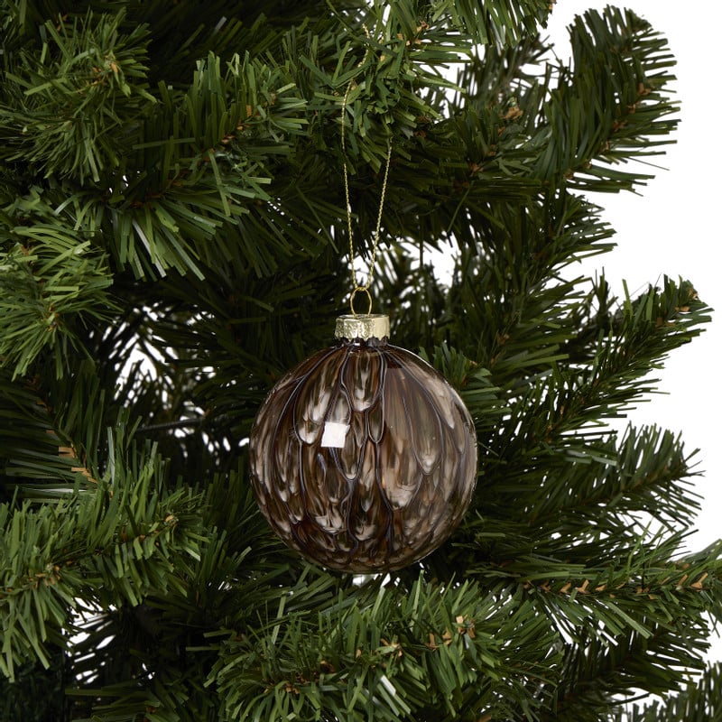Kerstbal smoke - bruin - ø8 cm