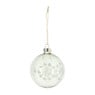 Kerstbal met witte bloemen - groen/transparant - ø8 cm