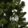Kerstbal met witte bloemen - groen/transparant - ø8 cm