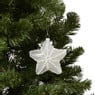 Kersthanger ster met glitter - wit - 10x5x10 cm 