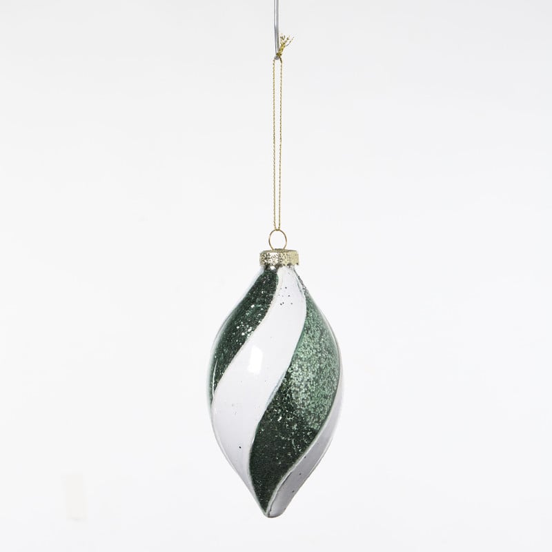 Kersthanger pegel swirl - groen/wit - ø6x13 cm 