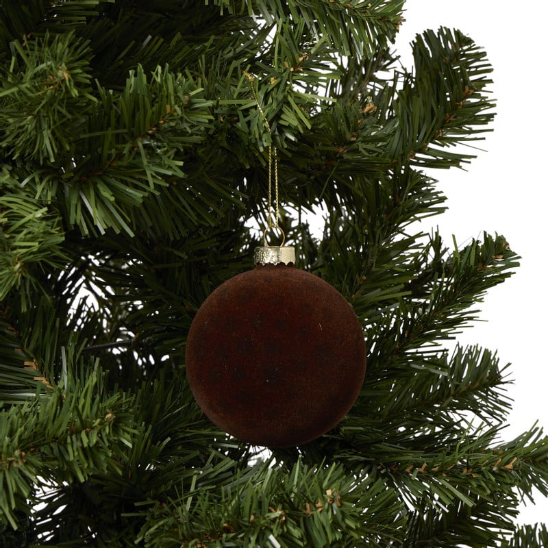 Kerstbal dots - bruin - ø8 cm 