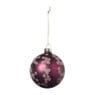 Kerstbal met bloemen - bordeaux rood - ø8 cm