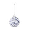 Kerstbal handgeschilderd - wit/blauw - ø8 cm