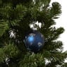 Kerstbal vogel en bloem - blauw - ø8 cm