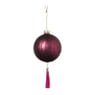 Kerstbal swirl met kwastje - bordeaux rood - ø8 cm
