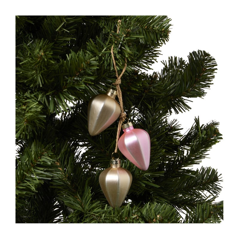 Kersthanger lampionnen - goudkleurig/roze/oranje - set van 3
