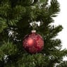 Kerstbal bloem - rood - ø8 cm