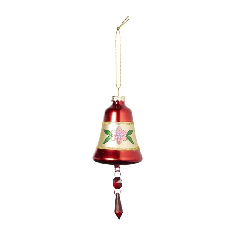 Kersthanger kerstklokje - rood - ø7x14 cm