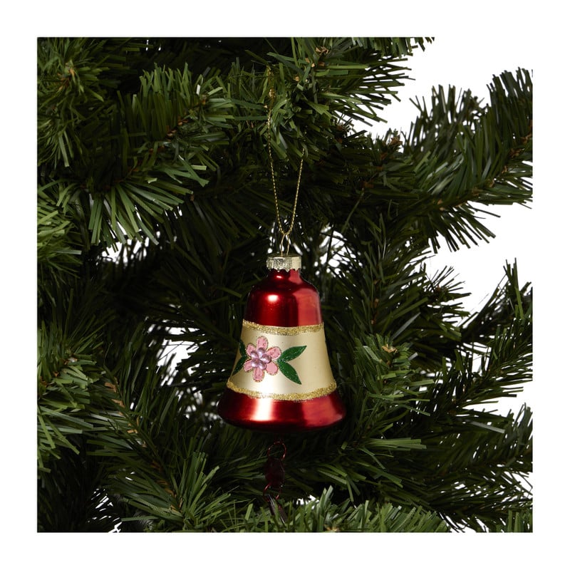 Kersthanger kerstklokje - rood - ø7x14 cm