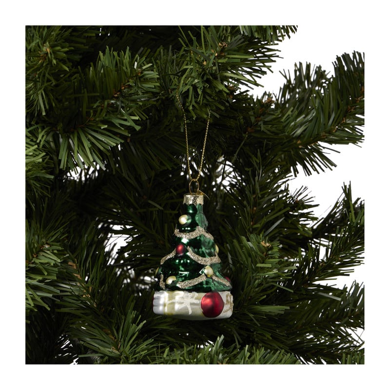 Kersthanger kerstboom - groen - ø6x8 cm