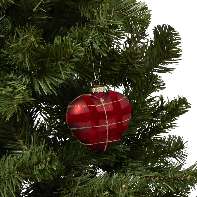 Kersthanger ruiten hart - rood - 9x5x9 cm 