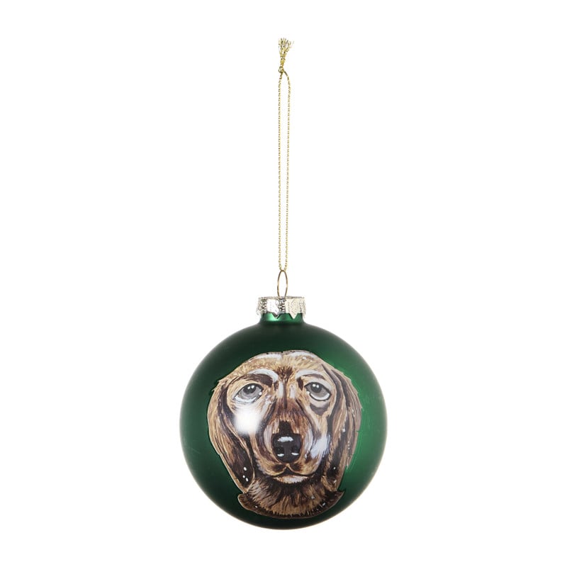 Kerstbal teckel - roze - ø8 cm