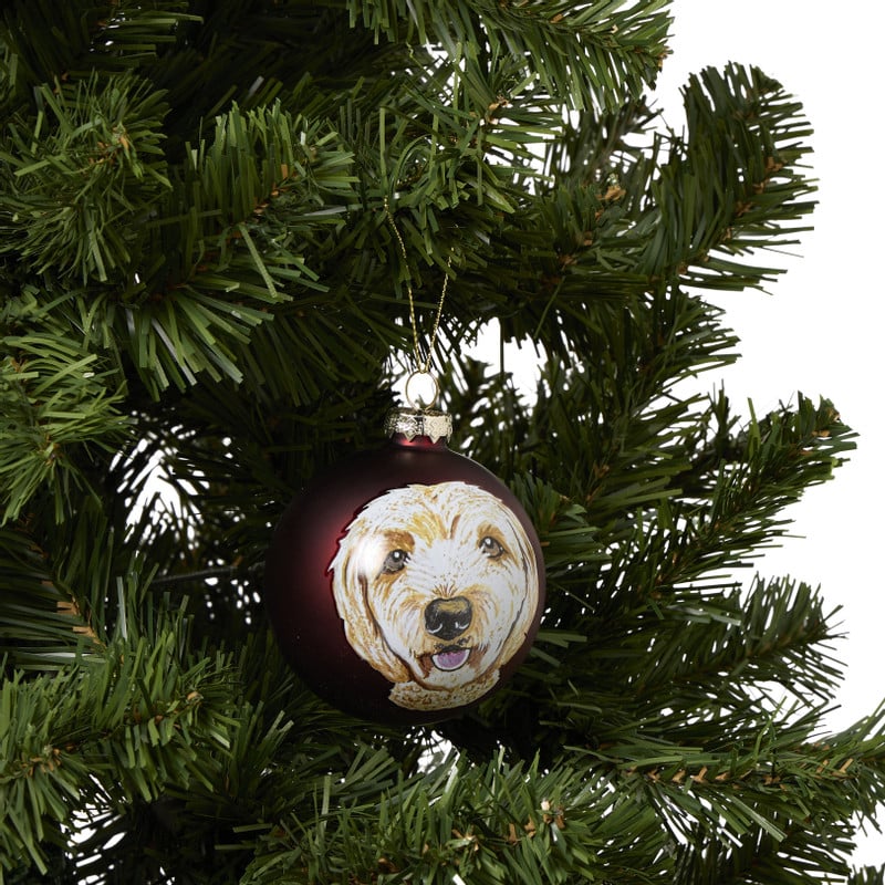 Kerstbal labradoodle - groen - ø8 cm