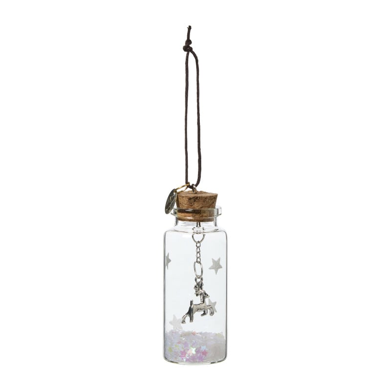 Kersthanger glazen flesje - transparant - 8x5x11 cm