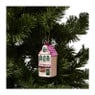 Kersthanger huisje - roze - ø4x8.6 cm