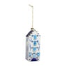 Kersthanger huisje blauw/wit - wit/blauw - 4.5x4.6x11.6 cm