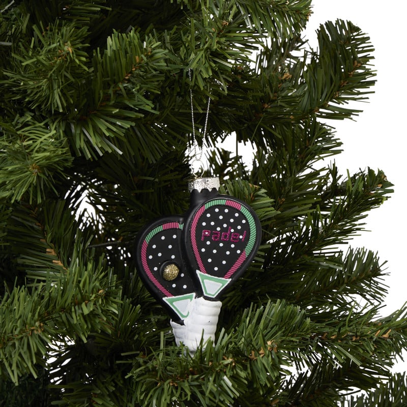 Kersthanger padel racket - zwart - 8x2.8x12.2 cm