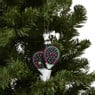 Kersthanger padel racket - zwart - 8x2.8x12.2 cm