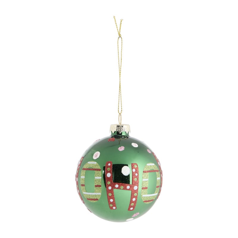 Kerstbal hohoho - groen - 8 cm