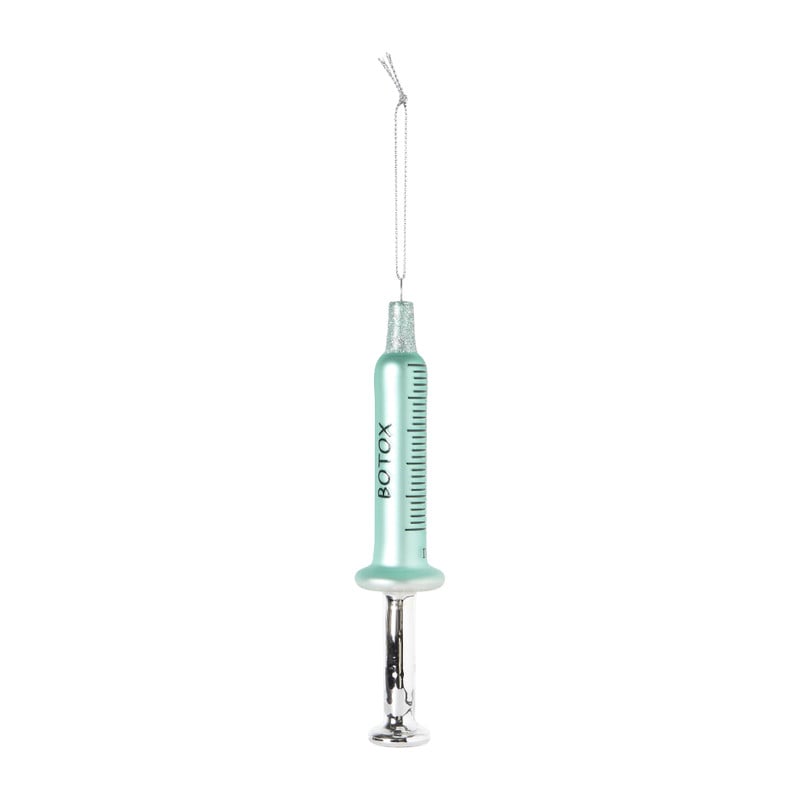 Kersthanger botox spuit - blauw - ø3.5x16 cm