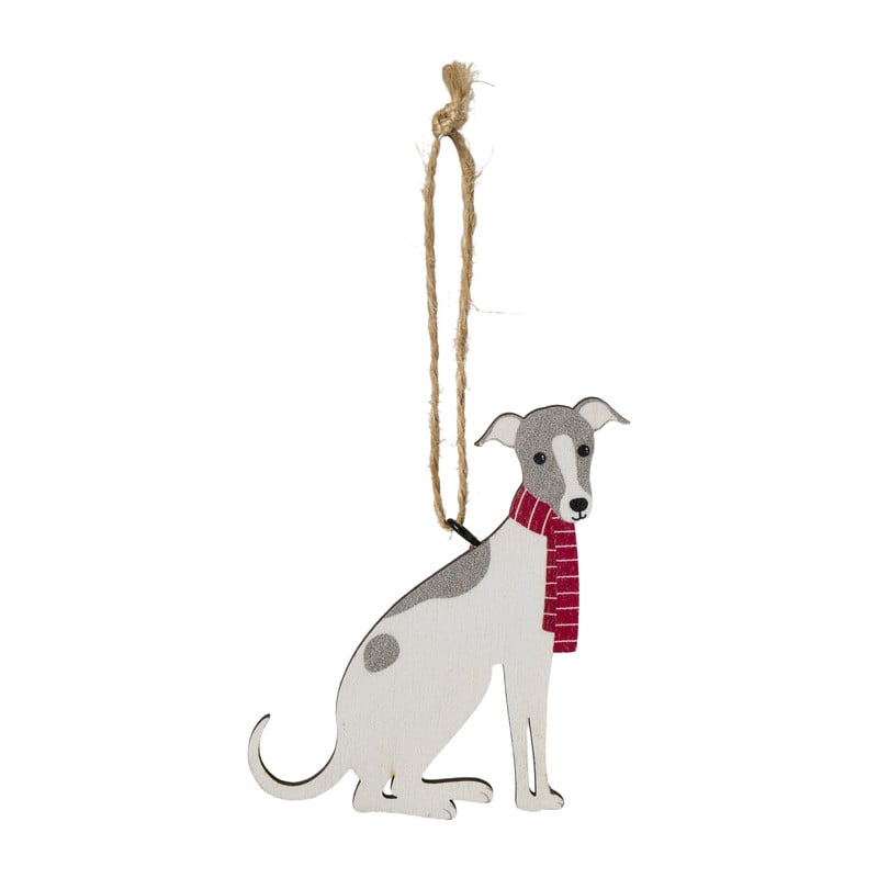 Kersthanger hond van hout - 20x6x30 cm - diverse varianten