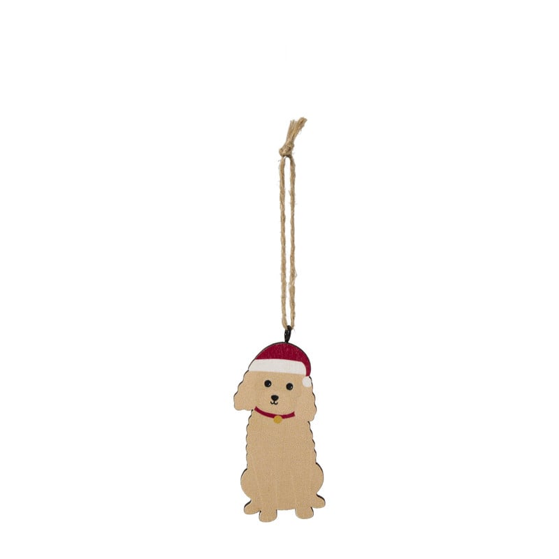 Kersthanger hond van hout - 20x6x30 cm - diverse varianten